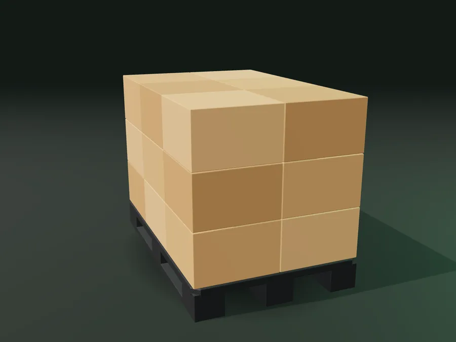 Pallet loaded with cartons (3D render)