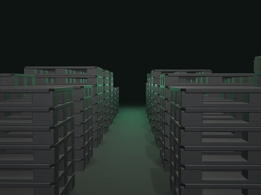 Side view with fork openings (3D render)